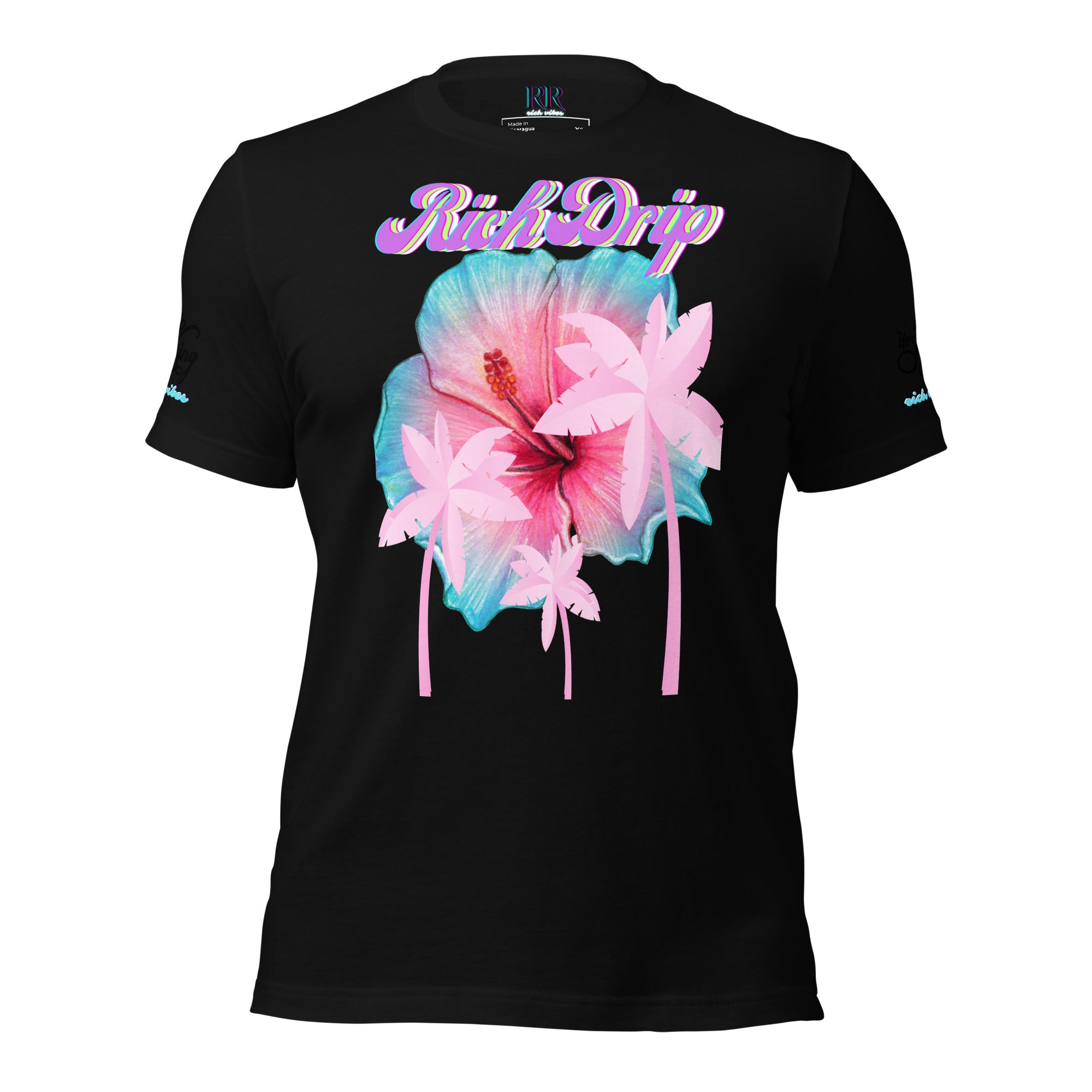 RV Rich Drip Her King Tropical Pink Palm Tree - Unisex t-shirt Black